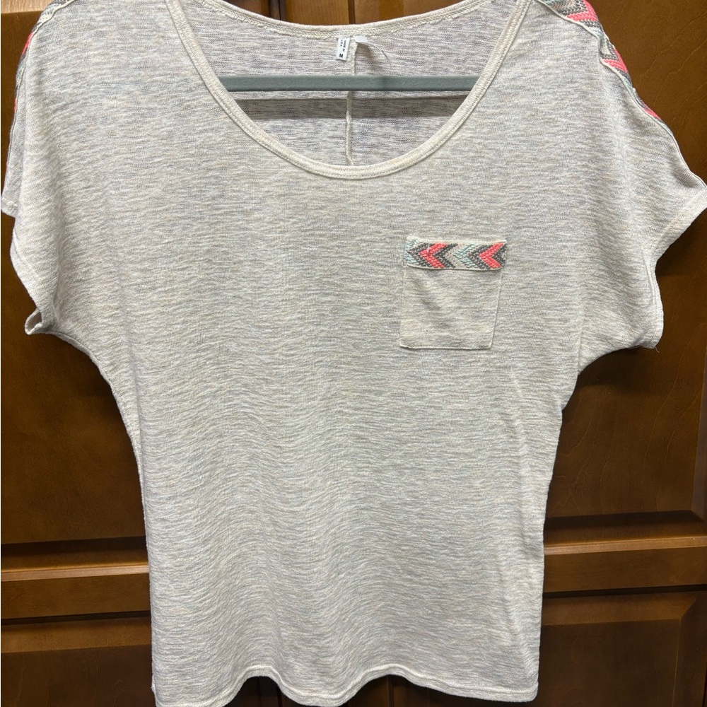 Studio Y Gray Top with Chevron Accents